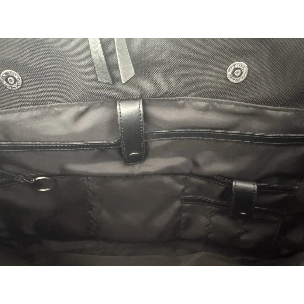 Francesco Biasia Work Tote Bag Black Nylon Leather-Trim Office Laptop Organizer